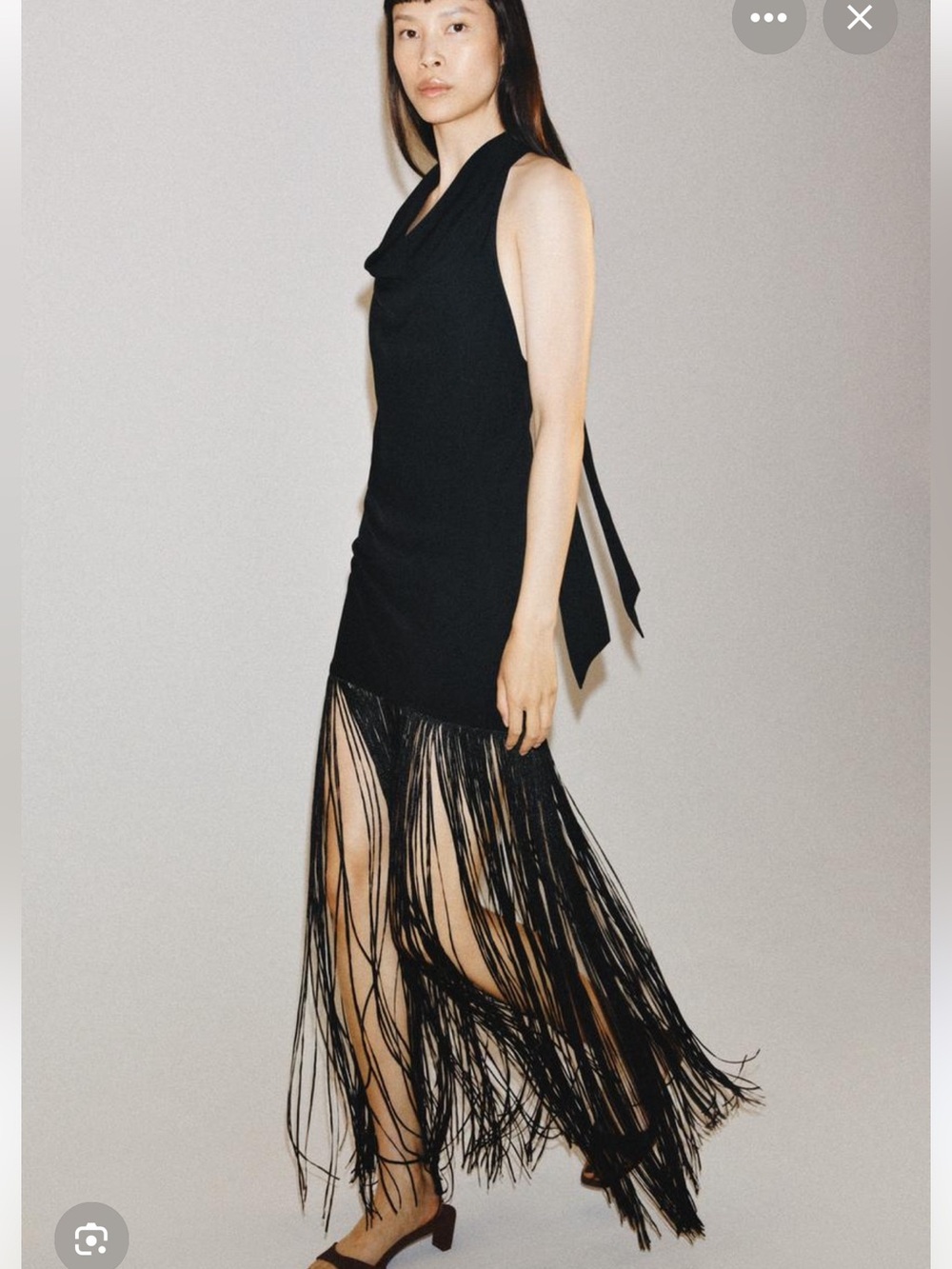 Zara Black Fringe Maxi Dress